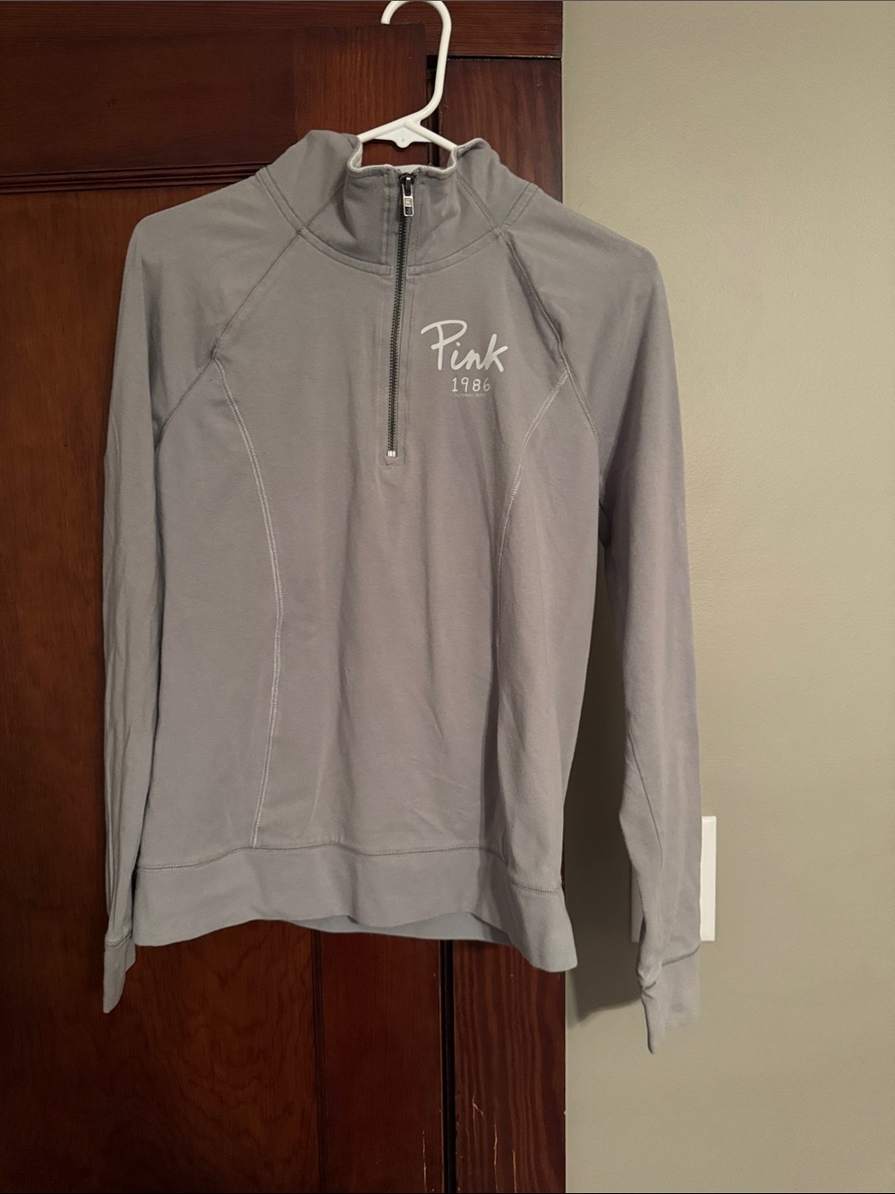 PINK Victoria's Secret Light Gray Half-Zip Pullover